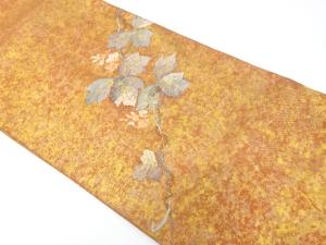 蔦の葉に花模様　刺繍　名古屋帯